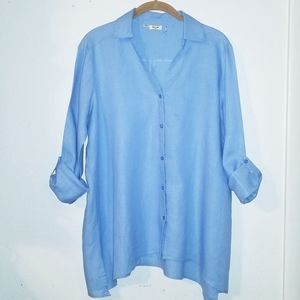 Symple NYC Linen Button Down Tunic Top